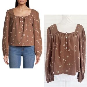 Square Neck Long Sleeve Blouse Size Medium